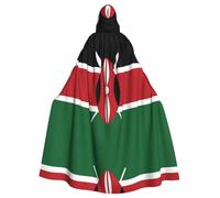 VVXBHGR Cape d'Halloween à capuche pour adulte avec drapeau du Kenya imprimée confortable et douce avec grand bord adaptée pour les fêtes et les rassemblements