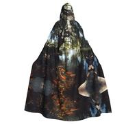 VVXBHGR Cape d'Halloween à capuche pour adulte Poisson rouge sous le saule Imprimé confortable et doux avec grand bord adapté pour les fêtes de danse et les rassemblements