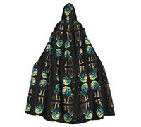 VVXBHGR Cape d'Halloween à capuche pour adulte style tribal imprimé lion confortable et douce avec grand bord adapté pour les soirées dansantes et les rassemblements