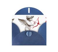 VVXBHGR Carte de vœux bleue vierge à carreaux et perles - Beau bloc de notes vierges - Motif Cupidon dans l'amour