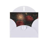 VVXBHGR Carte de vœux vierge avec perles Motif roses en feu d'artifice Blanc