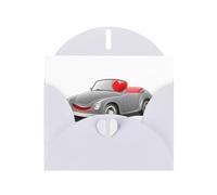 VVXBHGR Carte de vœux vierge blanche et perle Magnifique bloc de notes vierge Motif petite voiture qui poursuit l'amour