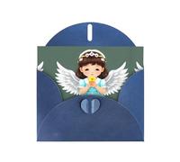 VVXBHGR Carte de vœux vierge bleue avec perles et joli motif ange