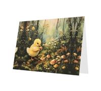 VVXBHGR Carte de vœux vierge bleue et perle Magnifique bloc de notes vierge Motif poulet cueillette champignons