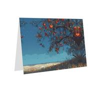 VVXBHGR Carte de vœux vierge et perle Motif arbres fruitiers Blanc