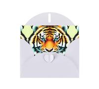 VVXBHGR Carte de vœux vierge et perle Motif tête de tigre Blanc