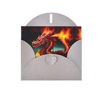 VVXBHGR Carte de vœux vierge grise à carreaux et perle Magnifique bloc de notes vierge Motif Roi dragon en feu