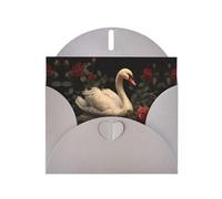 VVXBHGR Carte de vœux vierge grise à carreaux et perle Motif Le cygne et la rose