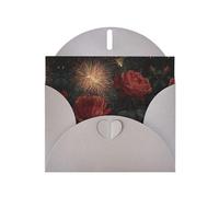 VVXBHGR Carte de vœux vierge grise à carreaux et perles Motif roses en feu d'artifice