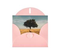 VVXBHGR Carte de vœux vierge rose à carreaux et perle Motif arbre dans le champ de blé