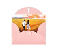 VVXBHGR Carte de vœux vierge rose à carreaux et perle Motif Love in the wheat field