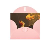 VVXBHGR Carte de vœux vierge rose à carreaux et perles Motif chaton qui regarde les poissons