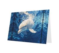 VVXBHGR Carte de vœux vierge rose et perle Motif dauphin blanc