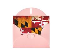 VVXBHGR Carte de vœux vierge rose et perle Motif drapeau du Maryland vintage en bois