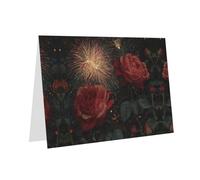 VVXBHGR Carte de vœux vierge rose et perle Motif roses en feu d'artifice