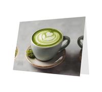 VVXBHGR Carte de vœux vierge Rouge et perle Motif café matcha latte art