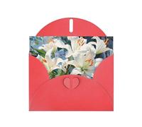 VVXBHGR Carte de vœux vierge Rouge et perle Motif lys