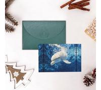 VVXBHGR Carte de vœux vierge vert foncé et perle Motif dauphin blanc