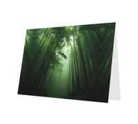 VVXBHGR Carte de vœux vierge Vert foncé et perle Motif forêt de bambou brumeux