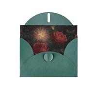 VVXBHGR Carte de vœux vierge vert foncé et perle Motif roses en feu d'artifice