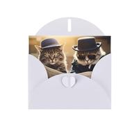 VVXBHGR Carte vierge à carreaux de vacances blancs et perle magnifique bloc de notes vierges Les deux chats cool. Motif