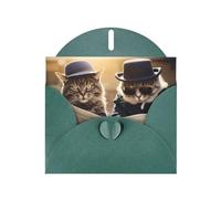 VVXBHGR Carte vierge à carreaux de vacances vert foncé et perle magnifique bloc de notes vierges Les deux chats cool. Motif