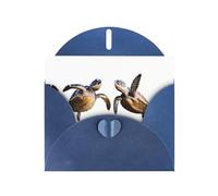 VVXBHGR Carte vierge bleue à carreaux et perles - Belles impressions de tortue tropicale