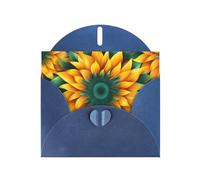 VVXBHGR Carte vierge bleue à carreaux et perles - Belles notes vierges - Imprimé tournesol jaune-vert