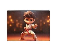 VVXBHGR Cartoon Karate Prints Tapis doux, moelleux, absorbant l'eau, durable, pour salon, bureau, table basse, lit, balcon, 203,2 x 147,3 cm