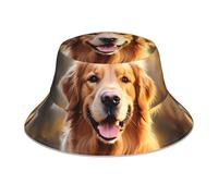 VVXBHGR Chapeau bob réfléchissant double face avec imprimé chien golden retriever pliable pour la plage, le camping