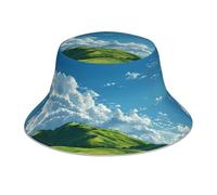 VVXBHGR Chapeau bob réfléchissant double face avec imprimé espace vert sous le ciel bleu pliable pour plage, camping