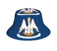 VVXBHGR Chapeau bob réfléchissant double face imprimé drapeau de l'État de Louisiane pliable pour plage camping noir