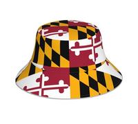 VVXBHGR Chapeau bob réfléchissant double face imprimé drapeau de l'État du Maryland pliable pour plage camping noir