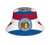 VVXBHGR Chapeau bob réfléchissant double face imprimé drapeau de l'État du Missouri pliable pour plage camping noir