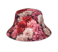 VVXBHGR Chapeau bob réfléchissant double face imprimé fleurs drôles pliable pour plage camping noir