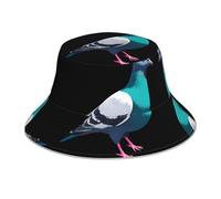 VVXBHGR Chapeau bob réfléchissant double face imprimé pigeons pliable pour plage camping noir