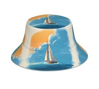 VVXBHGR Chapeau bob réfléchissant double face imprimé voile sous le ciel pliable pour plage camping noir