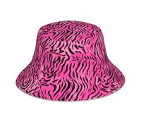 VVXBHGR Chapeau bob réfléchissant double face Zèbre Tigre Léopard Imprimé Rose Pliable pour Plage Camping