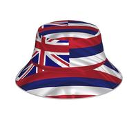 VVXBHGR Chapeau Seau Réfléchissant Double Face Drapeau Hawaï Imprimé Américain Pliable pour Plage Camping Noir