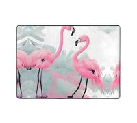 VVXBHGR Flamingo Prints Carpet Tapis doux, moelleux, absorbant l'eau, durable, pour salon, bureau, table basse, lit, balcon, 203,2 x 147,3 cm