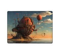 VVXBHGR Fortress on the sea Prints Carpet Tapis doux, moelleux, absorbant l'eau, durable, pour salon, bureau, table basse, lit, balcon, 203,2 x 147,3 cm