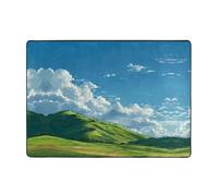 VVXBHGR Green space under the blue sky Prints Carpet Tapis doux, moelleux, absorbant l'eau, durable, pour salon, bureau, table basse, lit, balcon, 203,2 x 147,3 cm