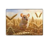 VVXBHGR Little Mouse in the wheat field Prints Carpet Tapis doux, moelleux, absorbant l'eau, durable, pour salon, bureau, table basse, lit, balcon, 203,2 x 147,3 cm