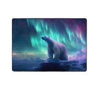 VVXBHGR Northern Lights Tapis imprimé ours polaire 203,2 x 147,3 cm, doux, moelleux, absorbant l'eau, durable, pour salon, bureau, table basse, lit, balcon