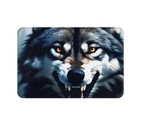 VVXBHGR Paillasson 40,6 x 61 cm Motif loup avec crocs dénudés imprimés absorbant l'eau antidérapant pour portes d'entrée, entrées et salles de bains