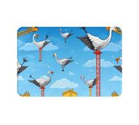 VVXBHGR Paillasson de 40,6 x 61 cm - Grue blanche et tour suspendue - Imprimé - Absorbant l'eau - Antidérapant - Pour portes d'entrée, entrées et salles de bains