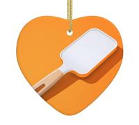 VVXBHGR Pendentif de Noël en céramique avec motif spatule blanche et corde dorée pour une suspension facile