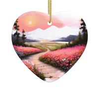 VVXBHGR Pendentif de Noël en céramique avec un chemin plein de fleurs avec corde dorée pour accrocher facilement la décoration