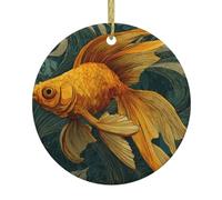 VVXBHGR Pendentif rond en céramique Motif poissons rouges dans le vortex Décoration à suspendre