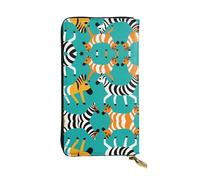 VVXBHGR Portefeuille long en cuir à deux têtes avec imprimé zèbre confortable et léger avec fermeture éclair pour ranger les pièces de monnaie et les cartes de crédit.